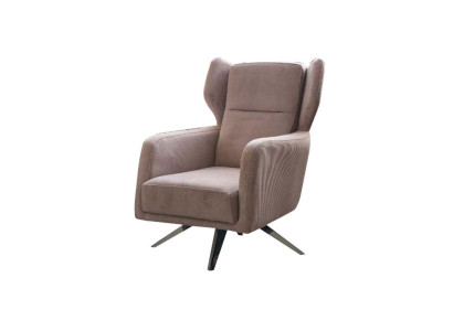 Luxury Armchair Single Seater Fabric Living room Design Beige Upholstery Seater